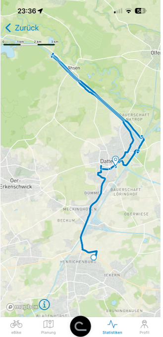Karte der Fahrradtour 2026 rund um Datteln